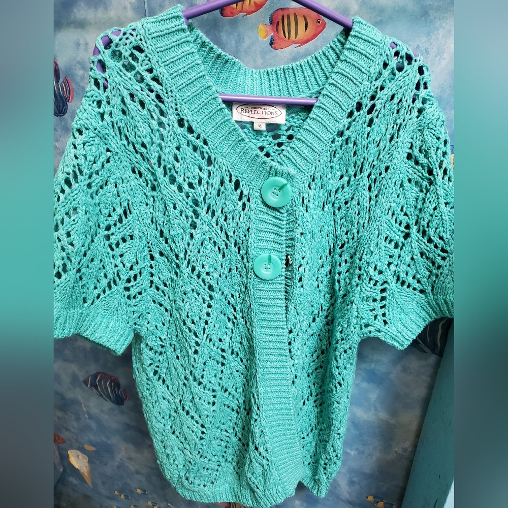 Baby blue short sleeve cardigan